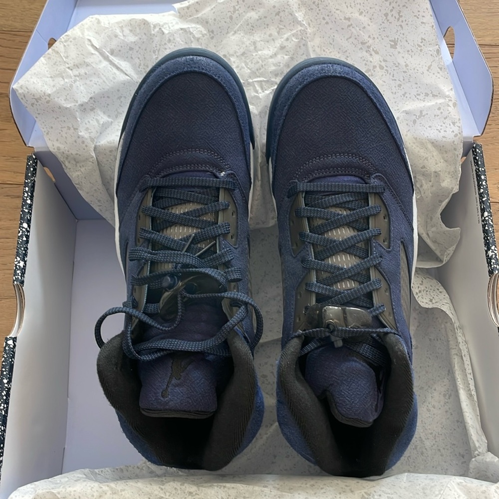 NWT. Nike Air Jordan’s 5. Midnight Navy/Grey/Black. Size 11.5. Never been worn.